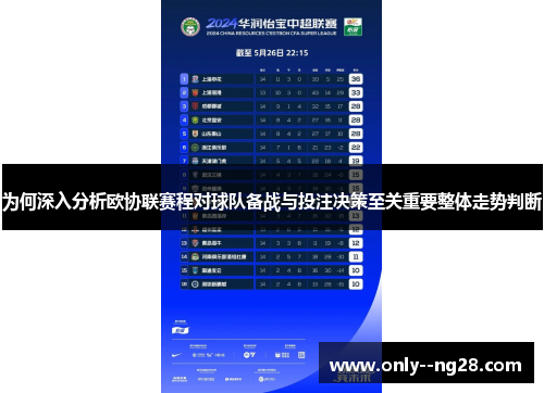 为何深入分析欧协联赛程对球队备战与投注决策至关重要整体走势判断